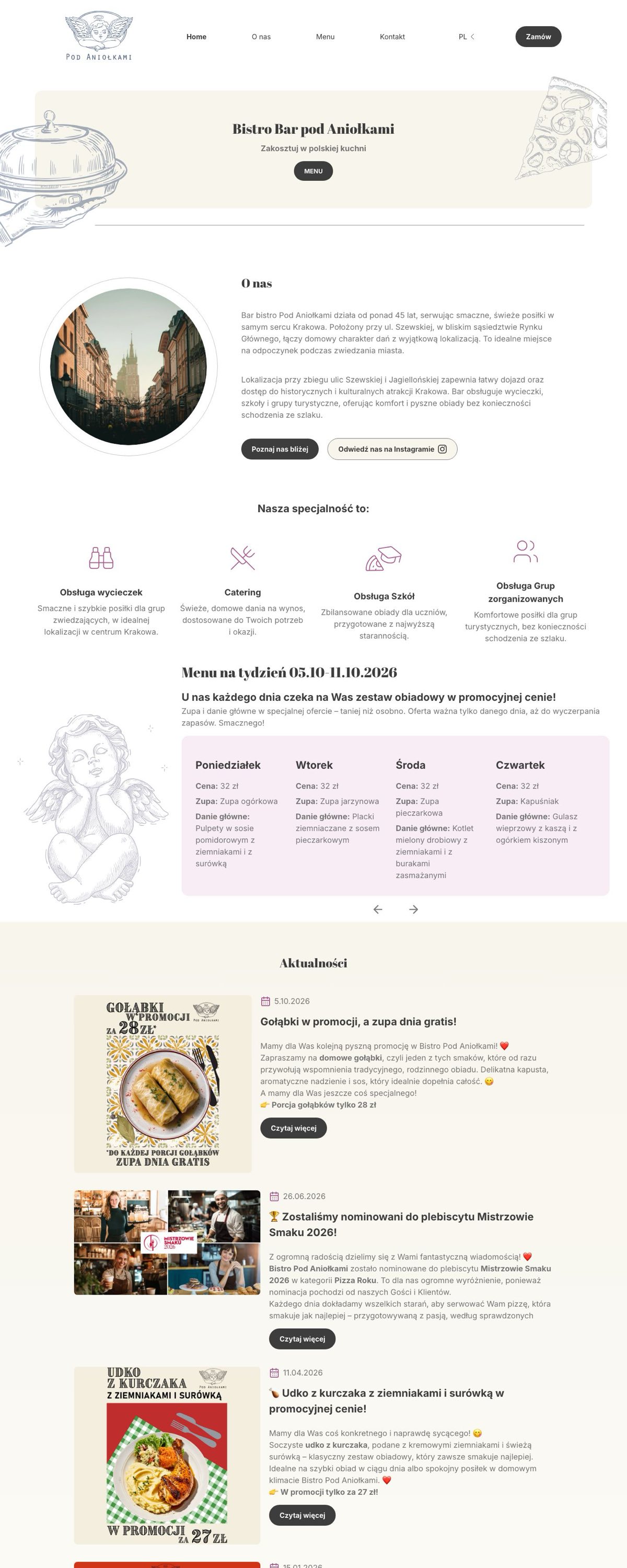 Bistro Bar Pod Aniołkami, wersja desktopowa