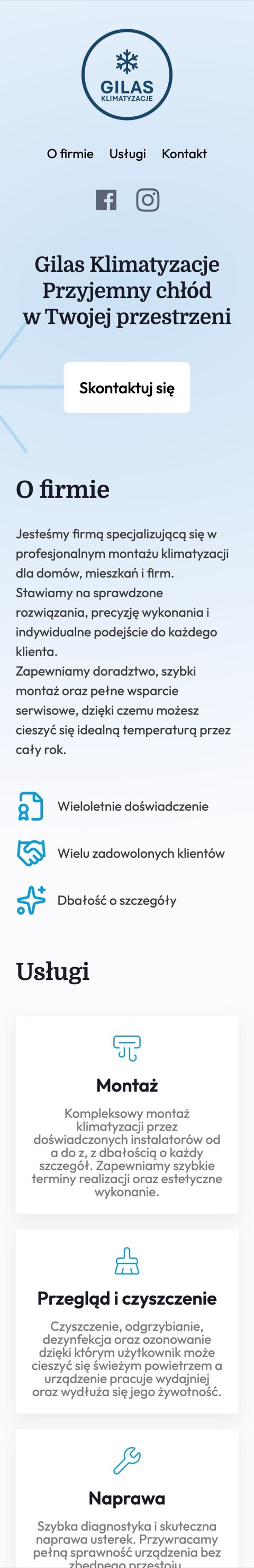 Gilas Klimatyzacje, wersja mobilna